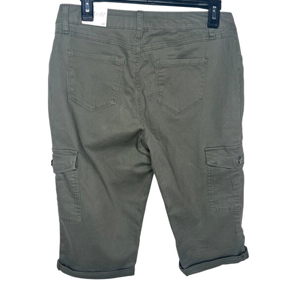 Evermore Womens Capri Cargo Pants Size 10P Olive Green - Picture 14 of 14